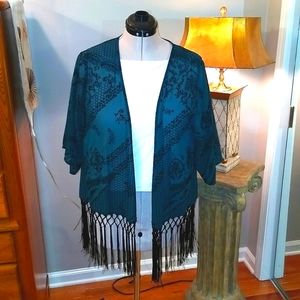 EN CREME Fringed Kimono